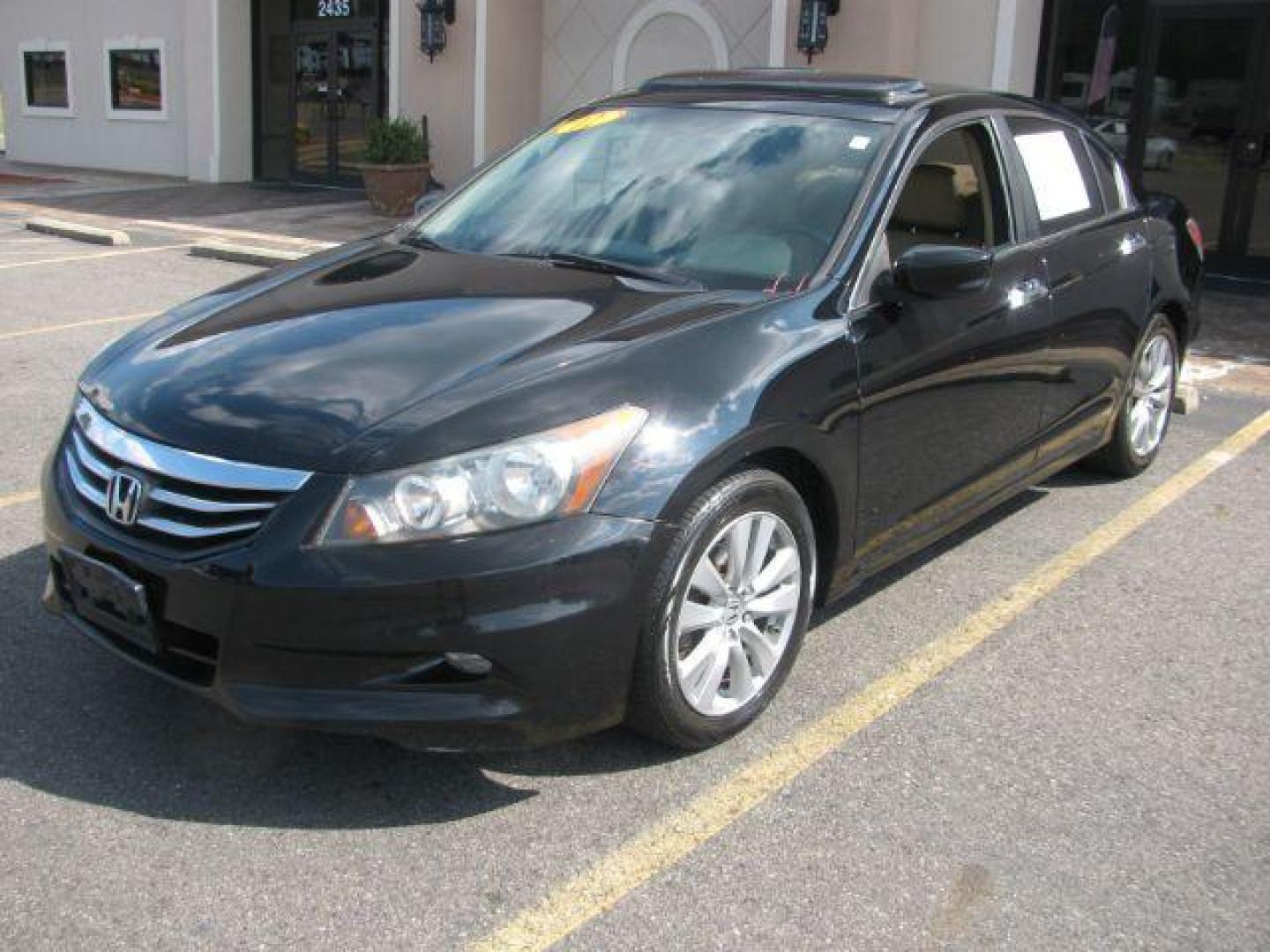 2012 Black Honda Accord EX-L V6 Sedan AT (1HGCP3F80CA) with an 3.5L V6 SOHC 24V engine, 5-Speed Automatic transmission, located at 2443 Albert Pike, Hot Springs, AR, 71913, (501) 623-6255, 34.492222, -93.109993 - Photo#0