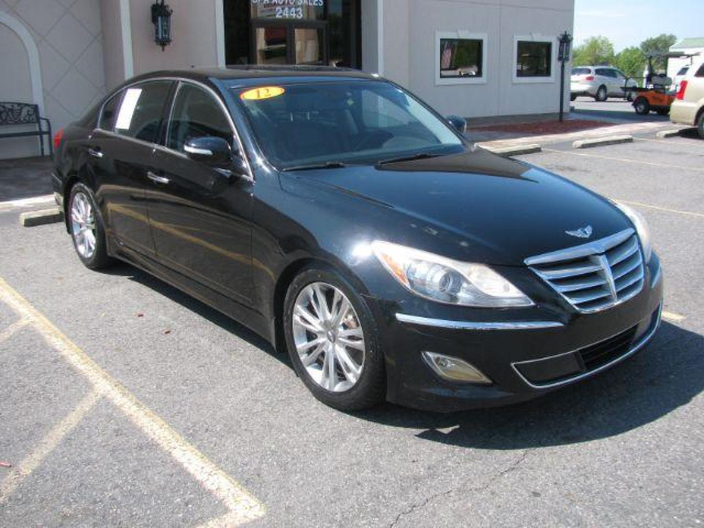 2012 Black Hyundai Genesis 3.8L (KMHGC4DD6CU) with an 3.8L V6 DOHC 24V engine, 6-Speed Automatic transmission, located at 2443 Albert Pike, Hot Springs, AR, 71913, (501) 623-6255, 34.492222, -93.109993 - Photo#0